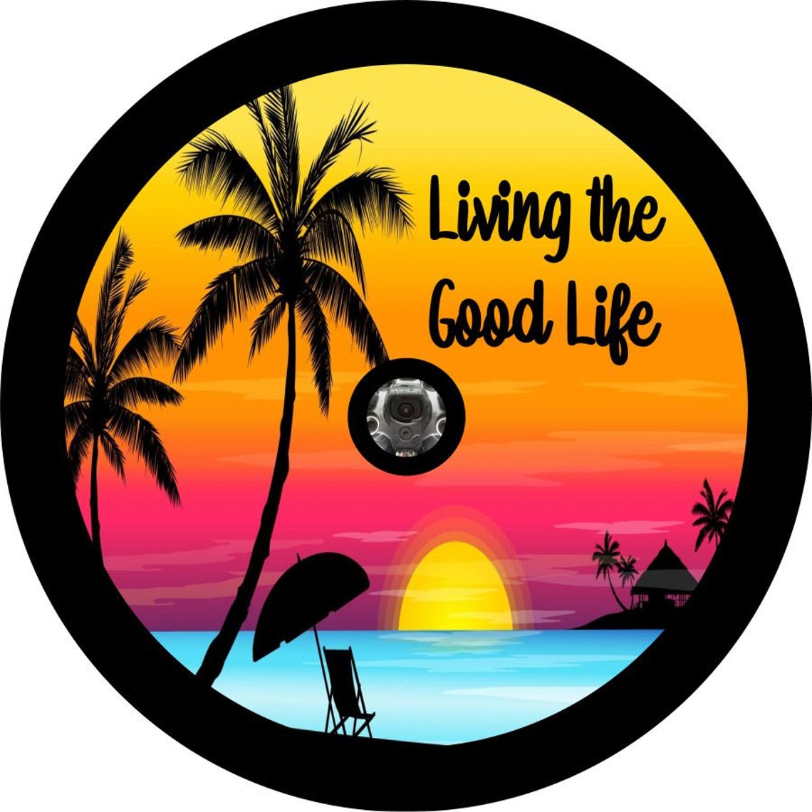 Living The Good Life Vibrant Colorful Sunset Spare Tire Cover for Jeep, Bronco, Campers, & More
