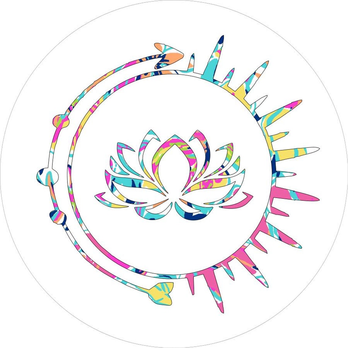 Lotus Flower Tie Dye Inside Sun With Arrow Spare Tire Cover - For Any