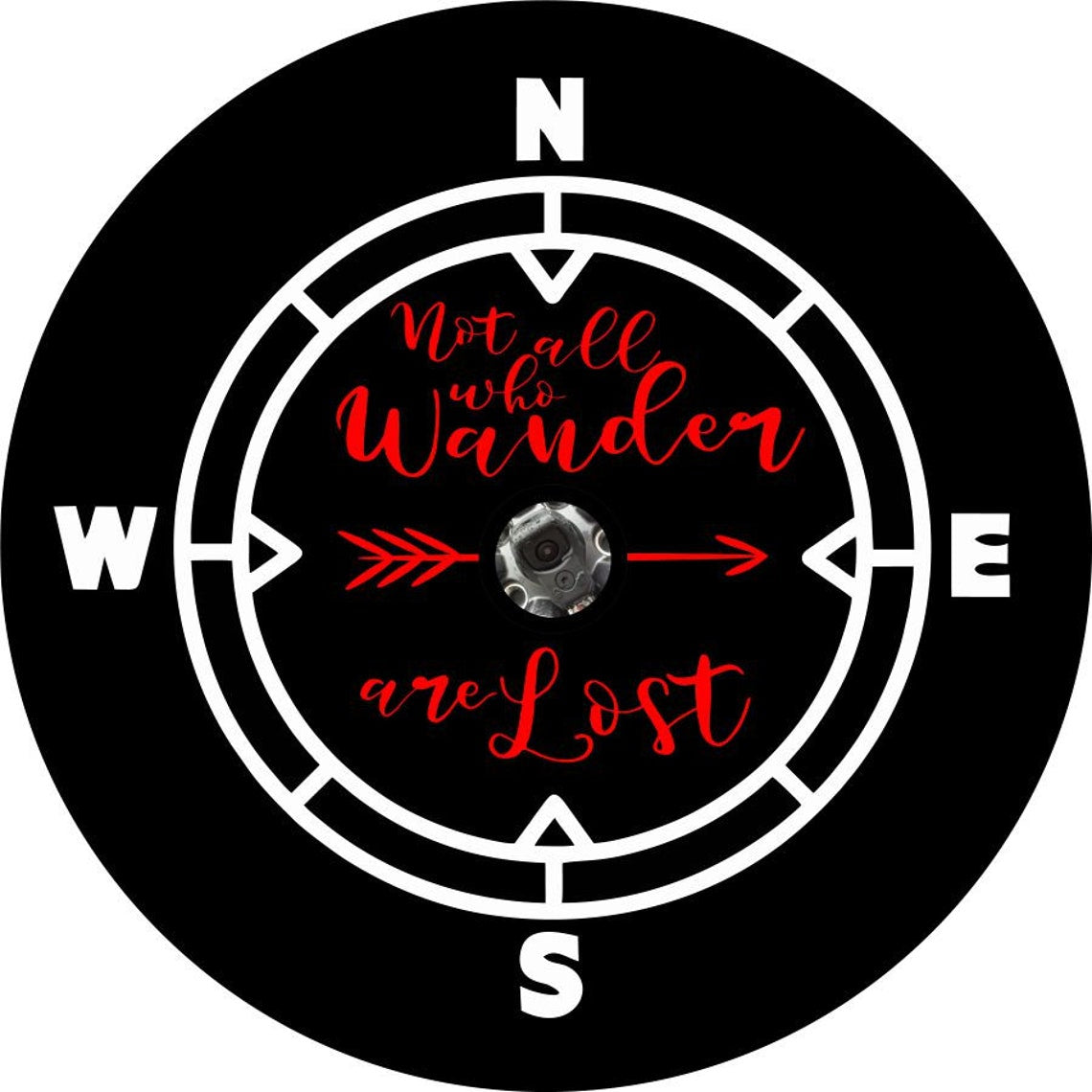 Not All Who Wander Are Lost Compass Spare Tire Cover Design