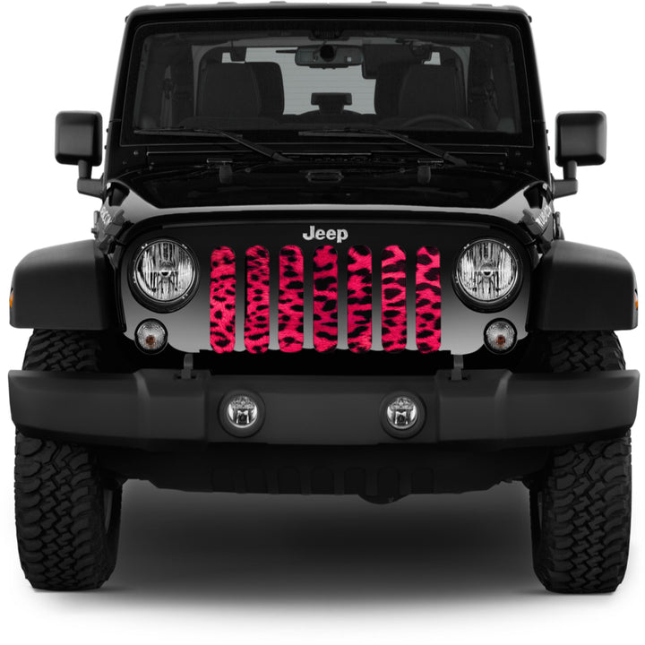 Pink Leopard Cheetah Animal Print Mesh Grille Insert for Jeep