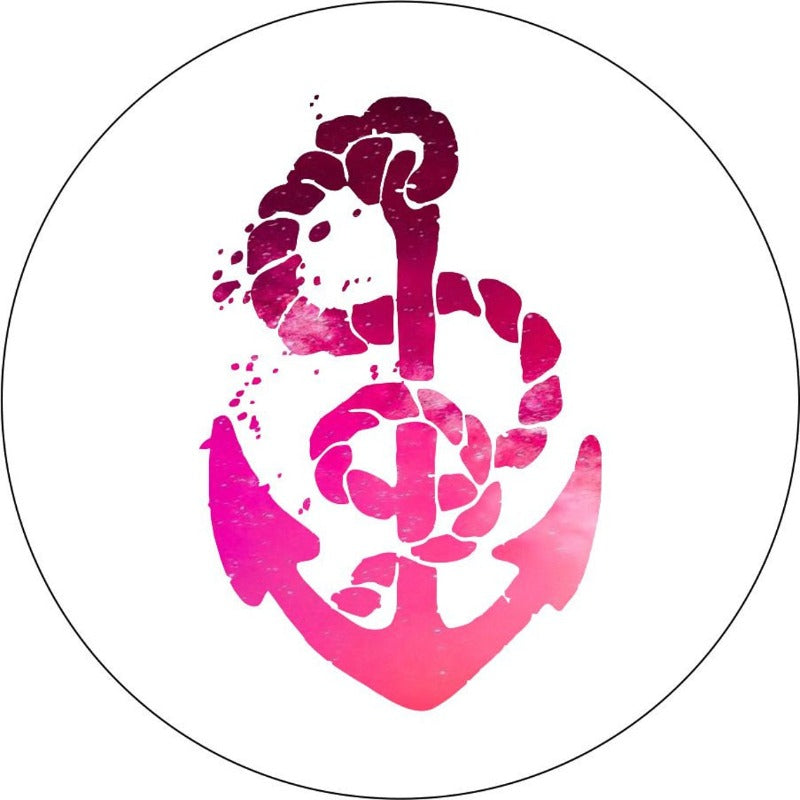 Tuscadero pink ombre anchor and rope spare tire cover design on white vinyl