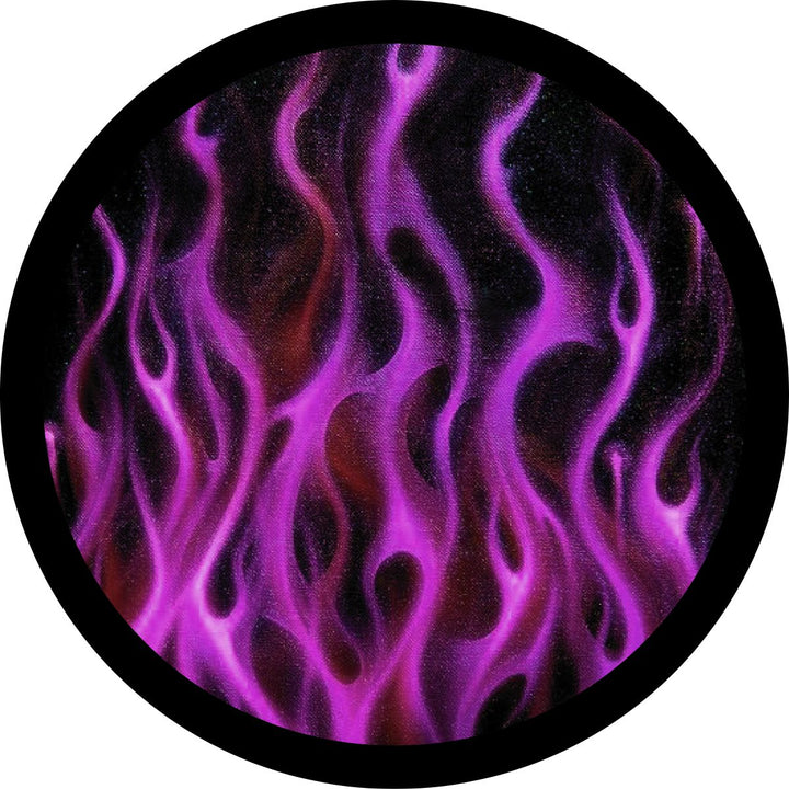 Flames in Purple or Xtreme Purple Spare Tire Cover for Jeep Wrangler, Bronco, RV, Camper, Trailer, and more