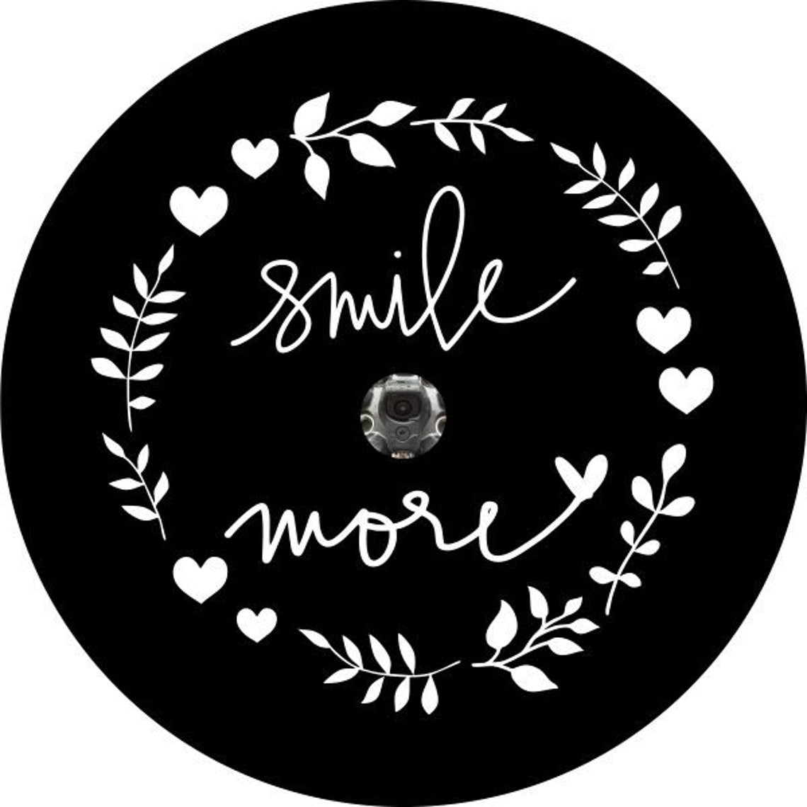Smile More Floral Wreath Spare Tire Cover