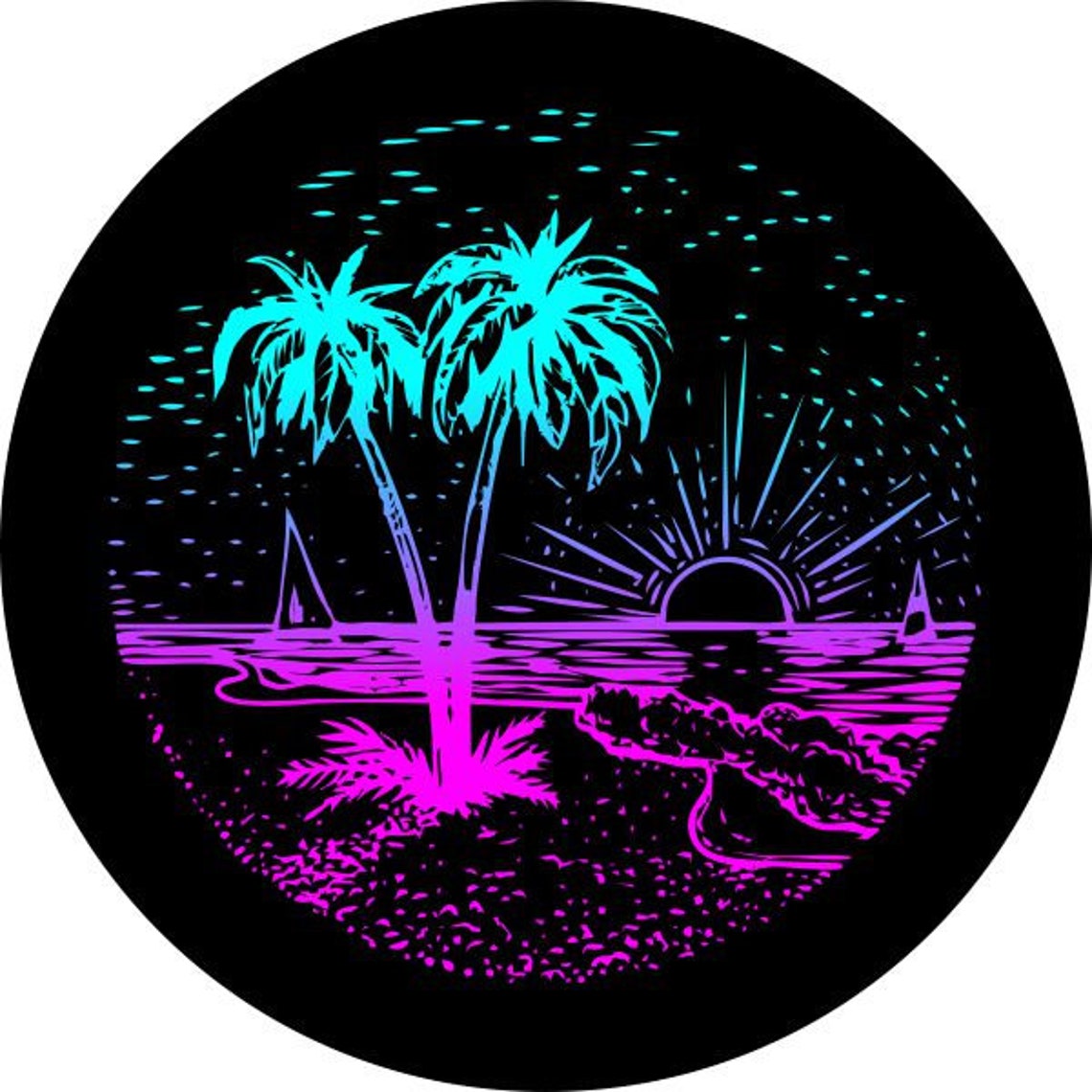 Sunset Scene on the Beach Custom Fit Spare Tire Cover (Any Color)