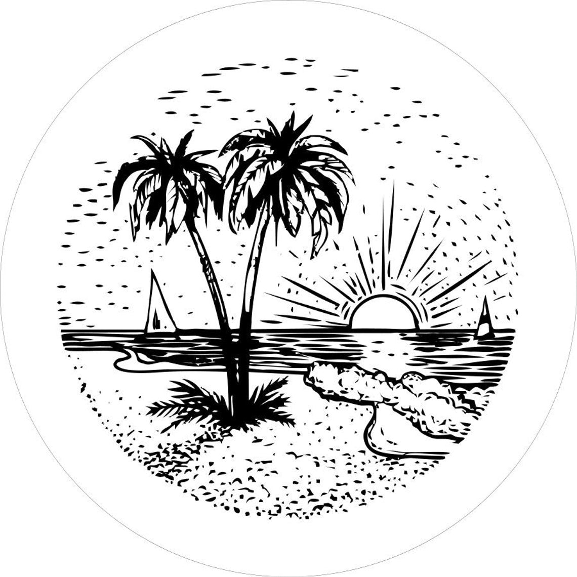 Sunset Scene on the Beach Custom Fit Spare Tire Cover (Any Color)