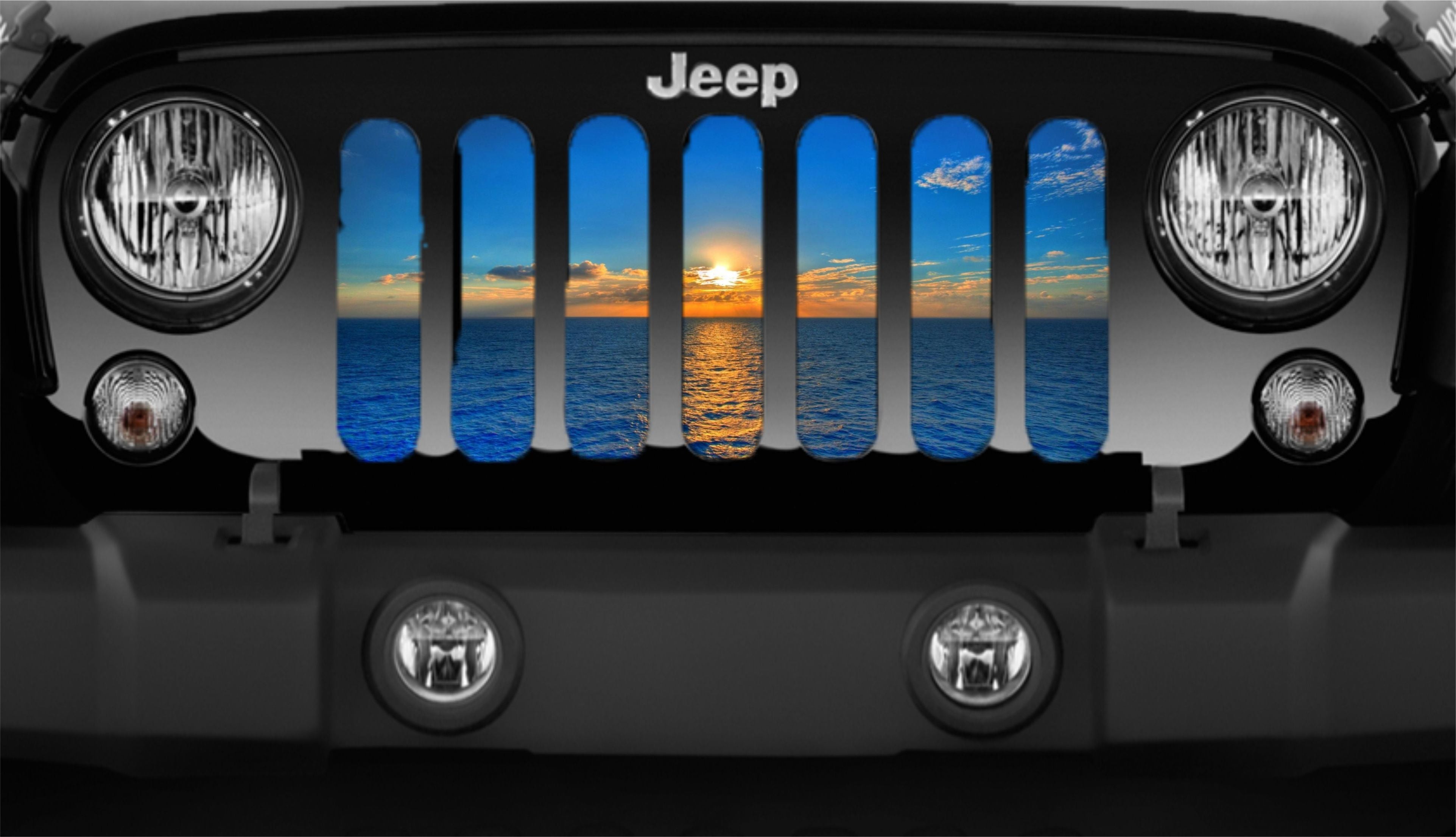 Sunset or Sunrise on the Water Grille Insert for Jeep