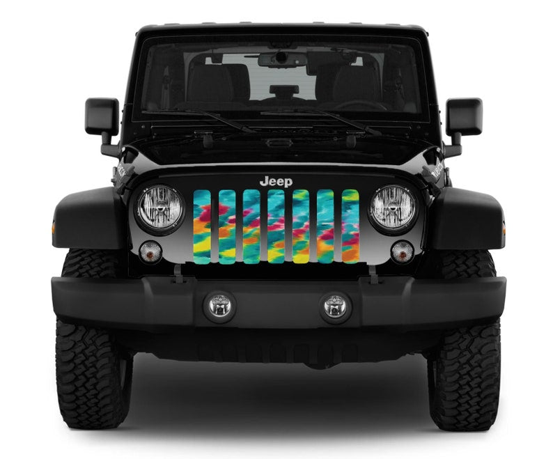 Turquoise Tie Dye Design Grille Insert for Jeep