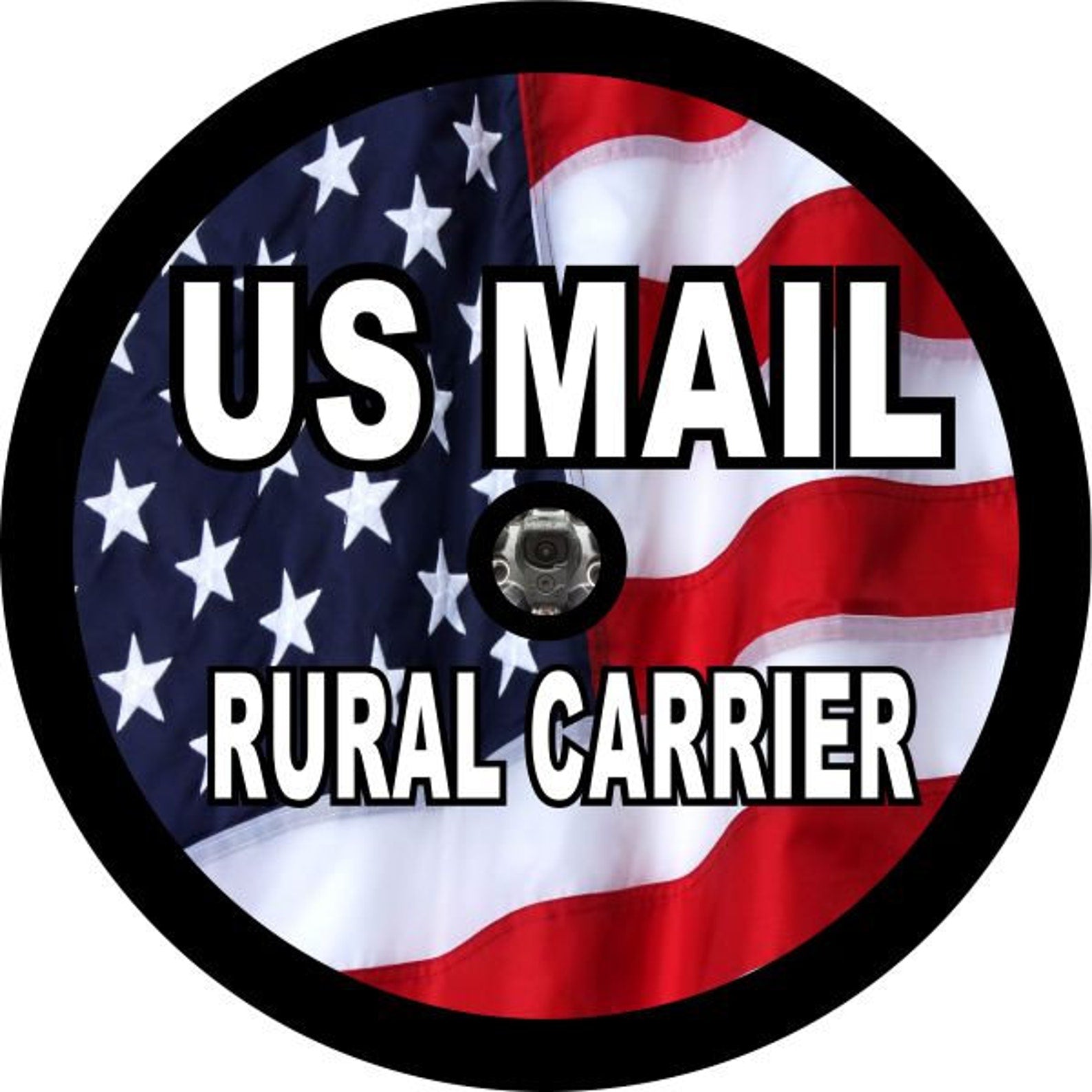 US Mail Rural Carrier American Flag Spare Tire Cover for Jeep, Bronco, & More