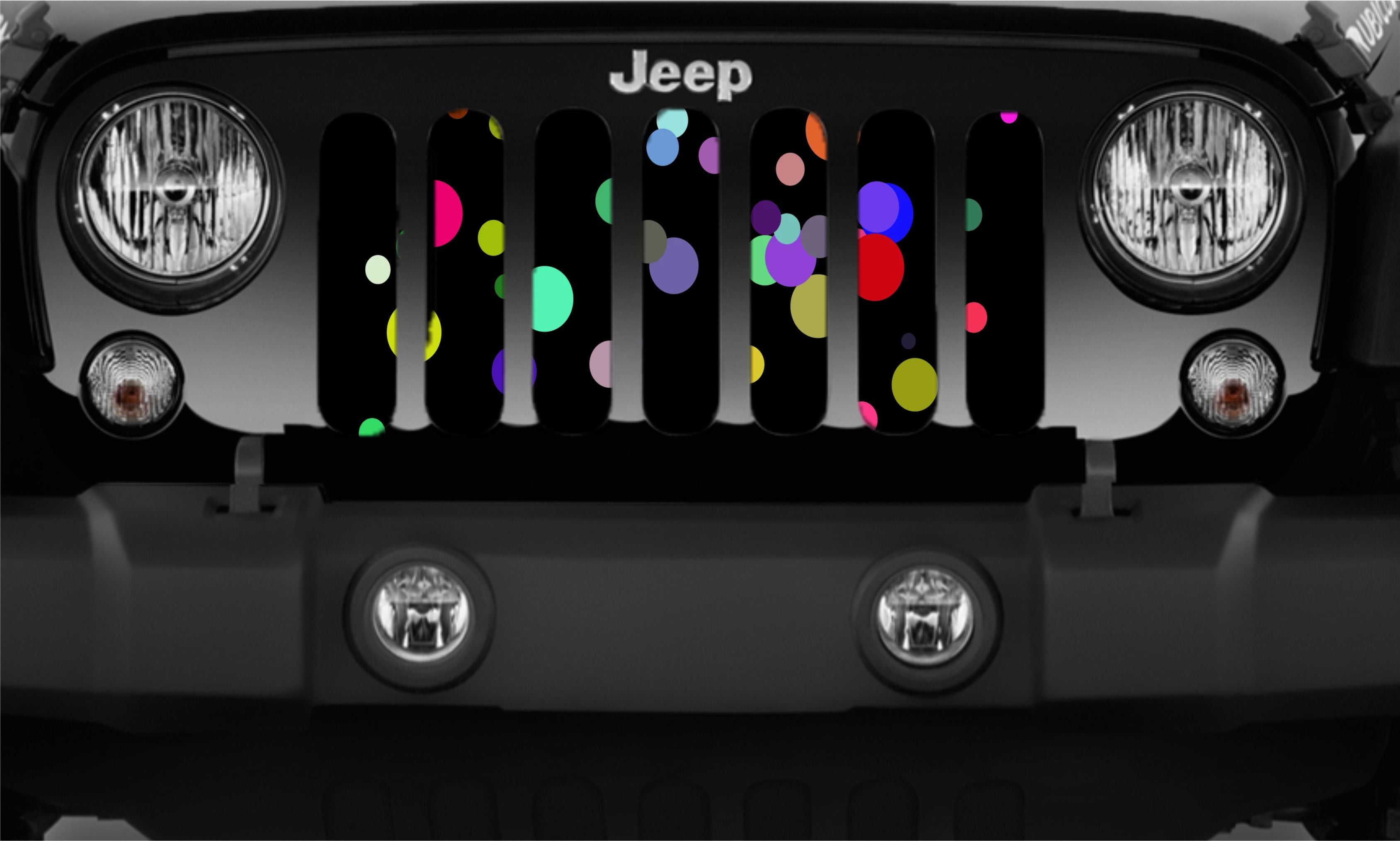 Multicolored Polka Dot Design Grille Insert for Jeep