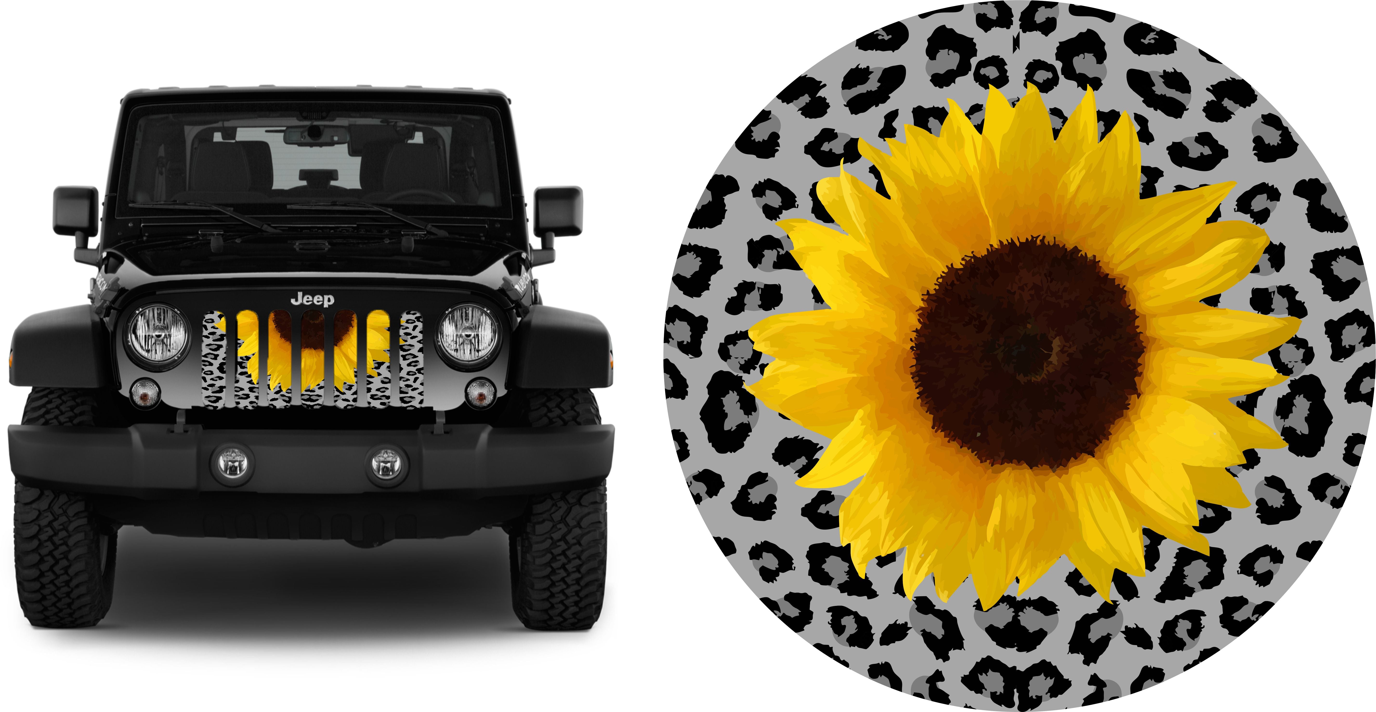 Leopard Cheetah Animal Print Sunflower Jeep Grille Insert