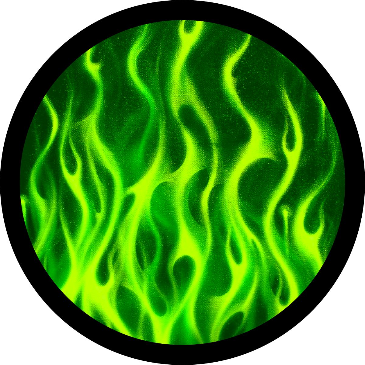 Spare tire cover - neon green flames, Gecko green Jeep Wrangler spare tire cover. Spare tire cover for RV, Bronco, Jeep, Camper, and more