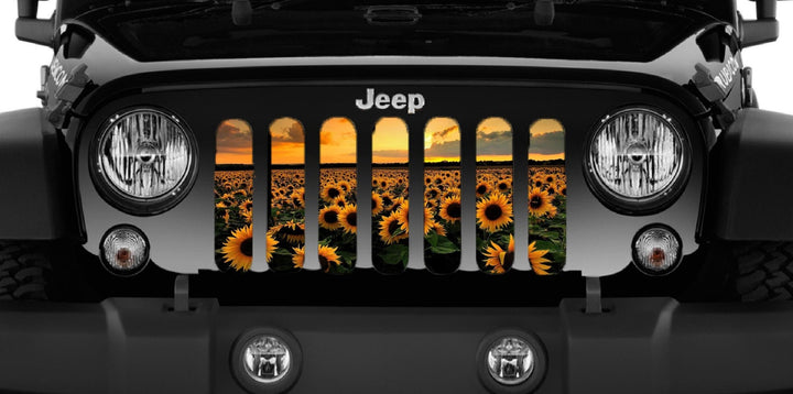 Field of Sunflowers at Sunrise Design Grille Insert for Jeep