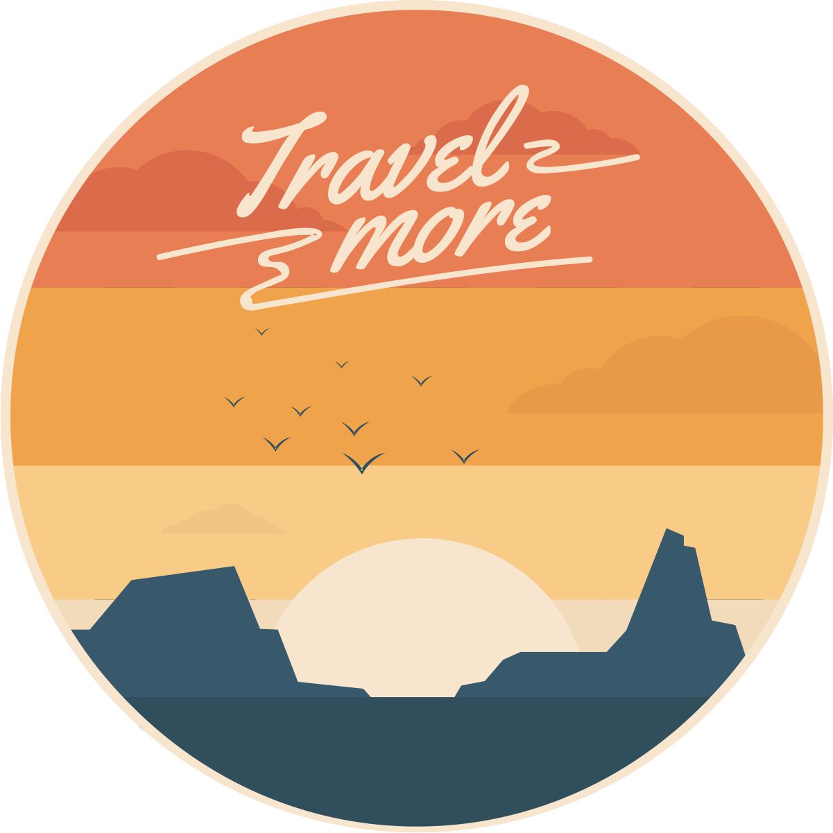 Sunset ombre style background, vintage style desert landscape spare tire cover design for vinyl spare tire cover with the words travel more.